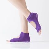 Women Backless Five Toe Yoga Socks Non-Slip Cotton Ladies Dance Ballet Socks Open Half Breathable Fitness Sport Sock for Pilates