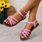 Women Sandals 2026 New Summer New Women Flat Sandals Bottom Roman Strap Sandals with Non Slip Rubber Soles Ladies Daily Sandalia