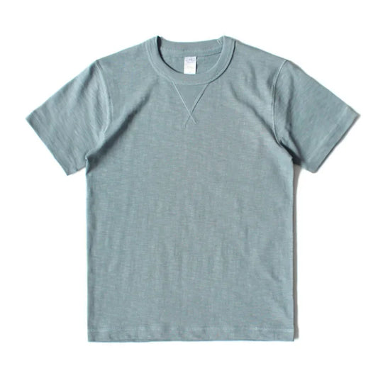 Heavy 300g Cotton T-shirt Men's Seamless Weaving Bamboo Cotton Short Sleeve Tee Tops Unisex Clean Fit Design Collar Undershirt