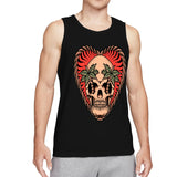 Men's Cool Dragon Head Tank Top, Y2K Grunge Aesthetic Black Sleeveless Shirt, Edgy Flame Monster Graphic Gym Vest, Summer Casual Muscle Tee