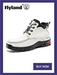 FLYLAND Men's Ankle Boots Casual Leather Shoes Fashion Vintage Hand Stitching Soft Business Handmade Shoes