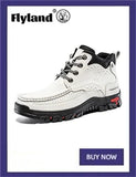 FLYLAND Men's Ankle Boots Casual Leather Shoes Fashion Vintage Hand Stitching Soft Business Handmade Shoes