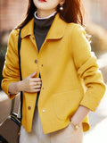 Classic Solid Short Woolen Coats for Woman Autumn Winter Warm Woman Clothing Button Up Female Coat Outfits New In Outerwears