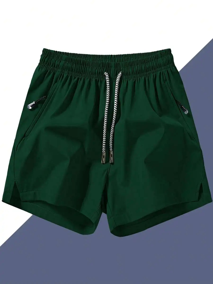 Men's Anti-Lost Drawstring Sports Shorts With Zipper Pockets