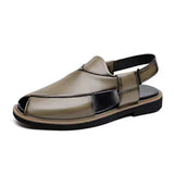 PU Leather Men's Sandals Handmade Stitching Beach Shoes Non Slip Hollow Out Shoes Outdoor Casual Sandaly All-match Man Sandalias