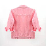 Women Denim Jacket Spring Autumn Short Coat Pink Jean Jackets Casual Tops Purple Yellow Purple Blue Loose Tops Lady Outerwear