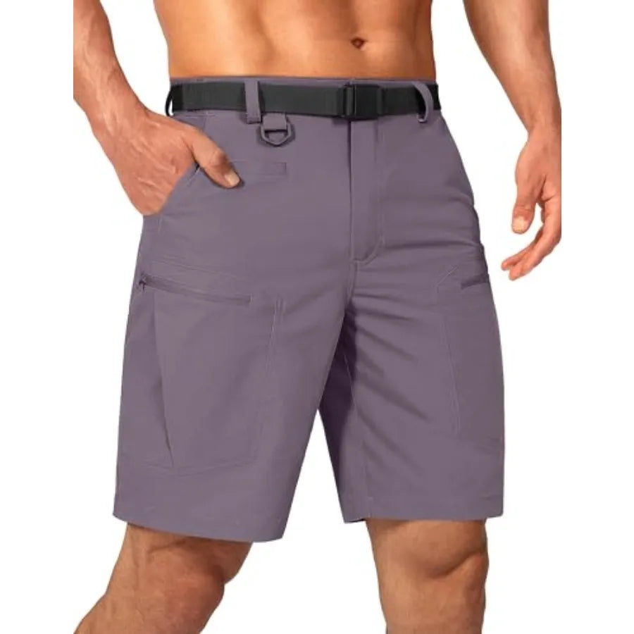 Mens Cargo Hiking Shorts Water Resistant Quick Dry Lightweight Breathable Tactical Shorts with Nylon Belt