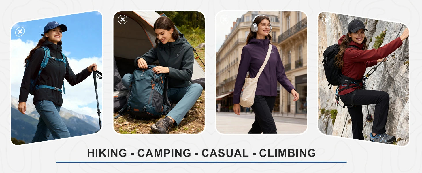 Pioneer Camp Women's Softshell Jacket Fleece Lined with Hood 30k Waterproof Lightweight Warm Windbreaker for Outdoor Hiking