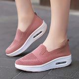 Women Slip On Air Cushion Walking Shoes Breathable Mesh Upper Platform Sneakers Non Slip Soft Sole Casual Loafers Ladies Lightweight Comfort Footwear for Daily Work Travel Outdoor Walking Nursing Shopping White Black Gray Pin