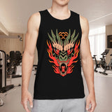 Men's Cool Dragon Head Tank Top, Y2K Grunge Aesthetic Black Sleeveless Shirt, Edgy Flame Monster Graphic Gym Vest, Summer Casual Muscle Tee