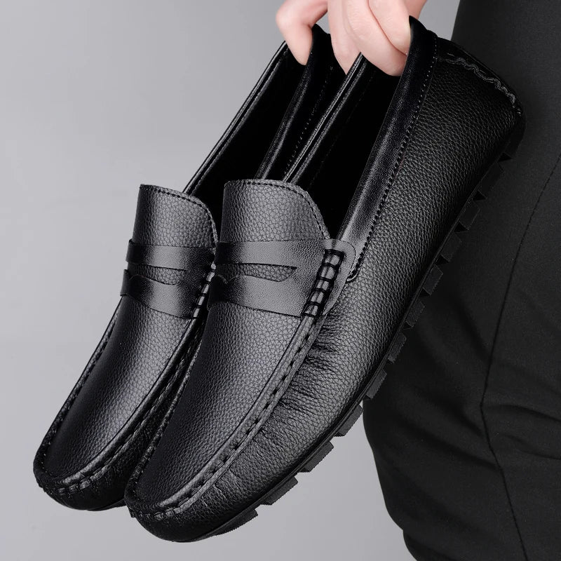 Luxury Brand Soft Sole Loafers Man Casual Shoe Flats Leather Shoes for Men Moccasin Business Dress Formal Soft Sole Low Shoes