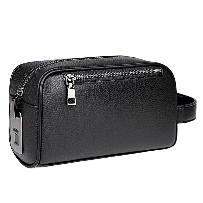 Male Long Money Wallets Mobile Phone Pouch Men Messenger Bag Anti-Theft Men's Fingerprint Lock Bags for Men Leather Hand Bag