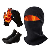 3Pcs Winter Sports Thermal Headgear, Gloves & Socks Set Outdoor Cycling Set Unisex Hat Scarf Gloves Men Women Cycling Warm Sets