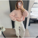 Chic Speckled Knit Cardigan Round Neck Shoulder Pads Long Sleeve Single Breasted Patch Pockets Daily Women Top 2026 Autumn Tops