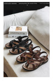 Fashion New Men Gladiators Black Buckle Strap Patent Leather Casual Shoes Summer Rome Breathable Beach Sandals Outdoor Slippers