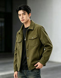 Men's Pure Color Button-Up Collar Casual Outdoor Jacket Autumn Winter Spring Seasonal Fashion Outerwear