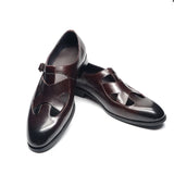 Genuine Leather Mens Classic Summer Dress Sandals Buckle Strap Black Brown Closed Toe Business Party Casual Formal Shoes for Men