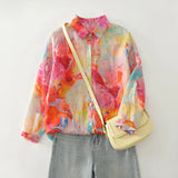 THHONE New Fashion Autumn Blouse Woman Cotton Loose Print Blusa Mujer Camisas Long Sleeve Casual Korean Elegant Women's Clothing