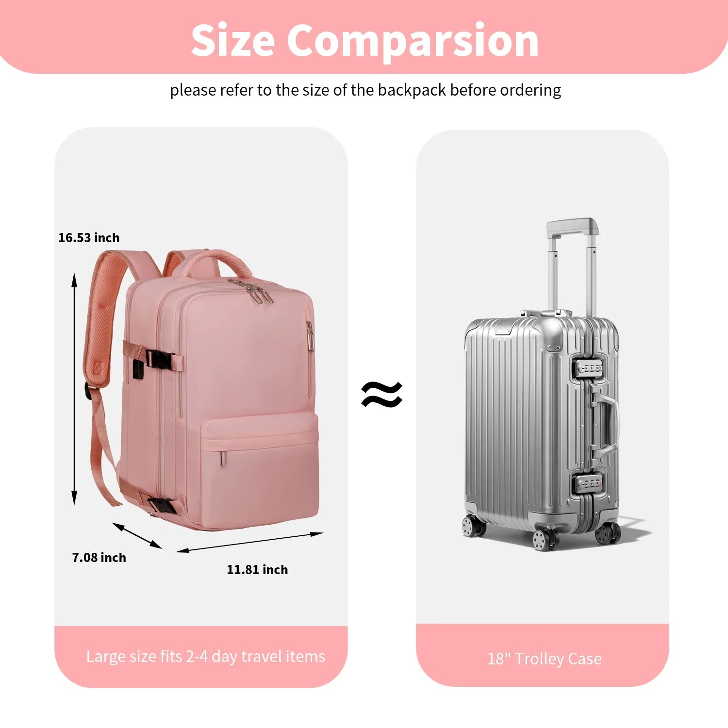 Travel Backpack For Men Women Large Capacity Carry On Traveling Laptop Bag USB Port Waterproof School Backpack