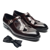 Genuine Leather Mens Classic Summer Dress Sandals Buckle Strap Black Brown Closed Toe Business Party Casual Formal Shoes for Men