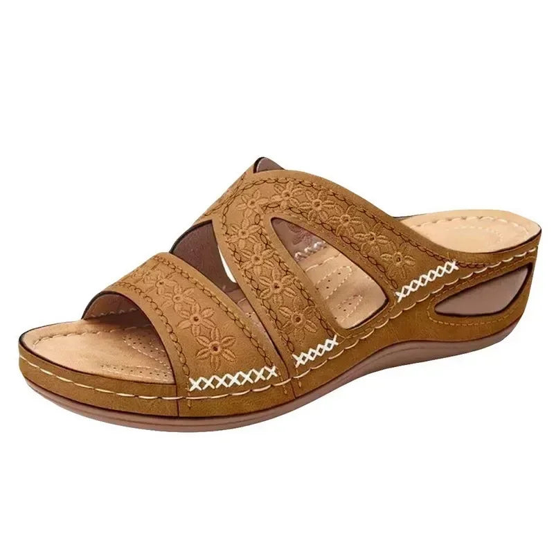 Summer 2025 women's sandals with exposed toes, retro anti slip leather casual women's fashionable versatile sandals