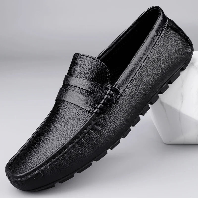 Luxury Brand Soft Sole Loafers Man Casual Shoe Flats Leather Shoes for Men Moccasin Business Dress Formal Soft Sole Low Shoes