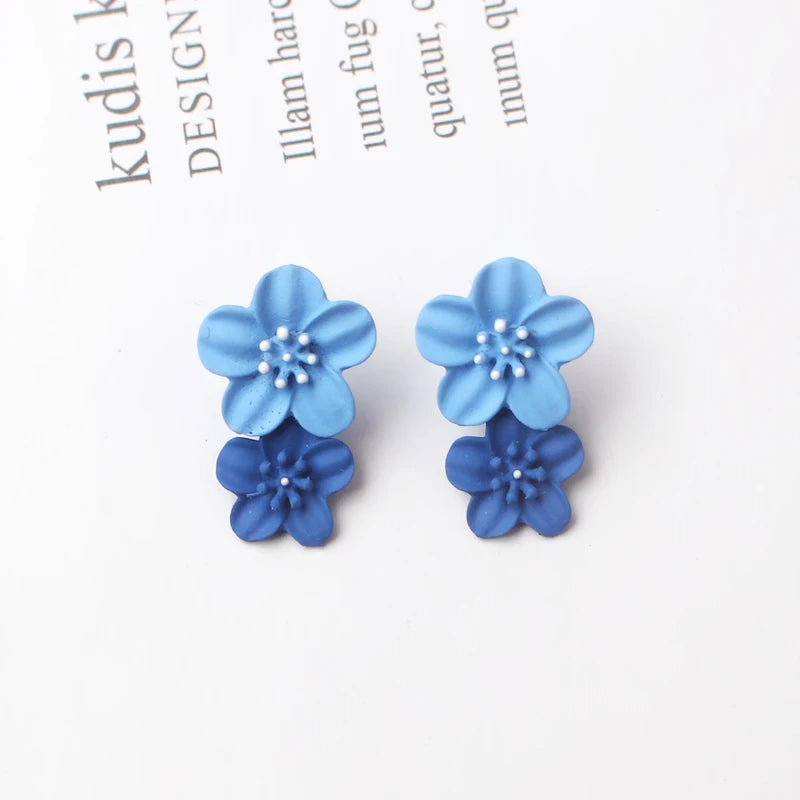 Simple Coffee Flower Drop Dangle Earrings for Women New Korean Fashion Jewelry Wedding Party Girl Elegant Jewelry Accessories