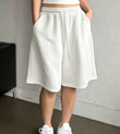 Plus Size - Plus Size - Plus Size Women'S Casual Solid Color, Machine Washable Fabric with Drawstring Pocket Shorts