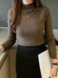 2026 New Autumn Winter Knitted Ribbed Jumper Tops Women Turtleneck Pullovers Sweaters Long Sleeve Korean Slim-fit Female Sweater