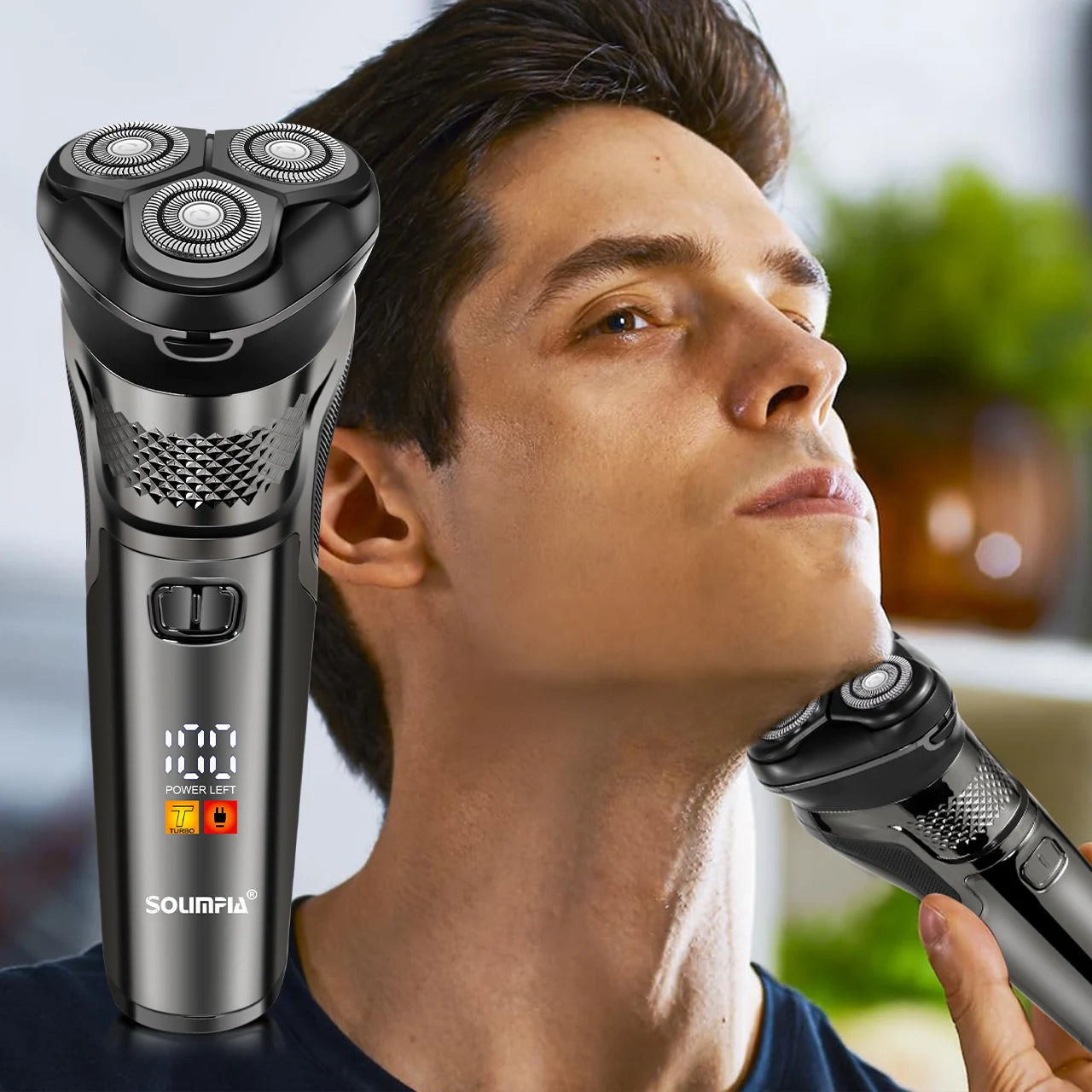 Solimpia Smart Shaver Portable Electric Beard Razor Men's Multi-Function Digital Display Washable Intelligent Beard Trimmer