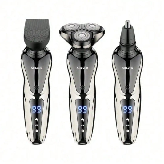 Men's 3 In 1 Electric Shaver Portable Travel Grooming Tool 1 Unit Birthday Gift Whole Body Washable 3D Floating Head Multi-function Beard Nose Hair Trimme Rechargeable Floating Blade Beard Nose Hair Trimmer Father's Day