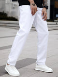 SGIAWETA-Manfinity Homme Men Cotton Solid Straight Leg Jeans Long Washed Light Jean Cargo Plain All White Work Basic Husband Going Out Office Party Vacation Urban-birthdaygift
