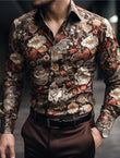 Floral Casual Men's Shirt Daily Wear Weekend Fall & Winter Turndown Long Sleeve shirts Fashion 4-Way Stretch Fabric Shirt Easter