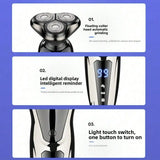 Men's 3 In 1 Electric Shaver Portable Travel Grooming Tool 1 Unit Birthday Gift Whole Body Washable 3D Floating Head Multi-function Beard Nose Hair Trimme Rechargeable Floating Blade Beard Nose Hair Trimmer Father's Day