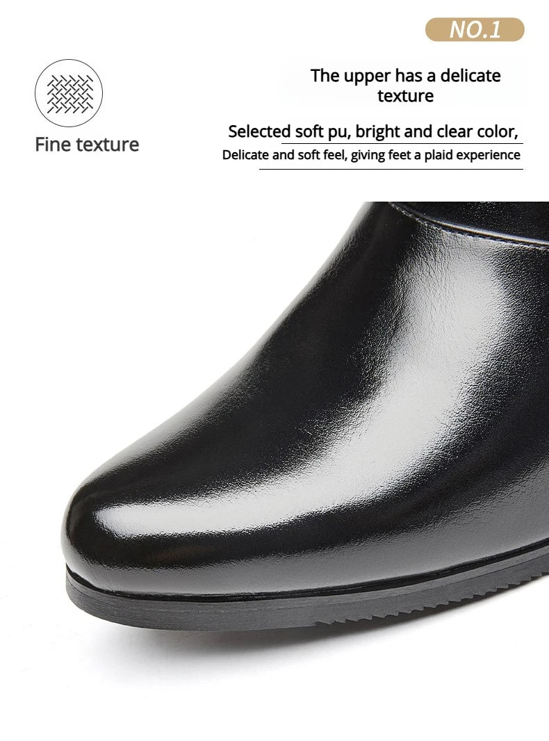 Luxury Men Boots Leather Chelsea Boots High Top Buckle Strap Formal Shoes Black British Style Ankle Boots Pointed Toe Brown Boot