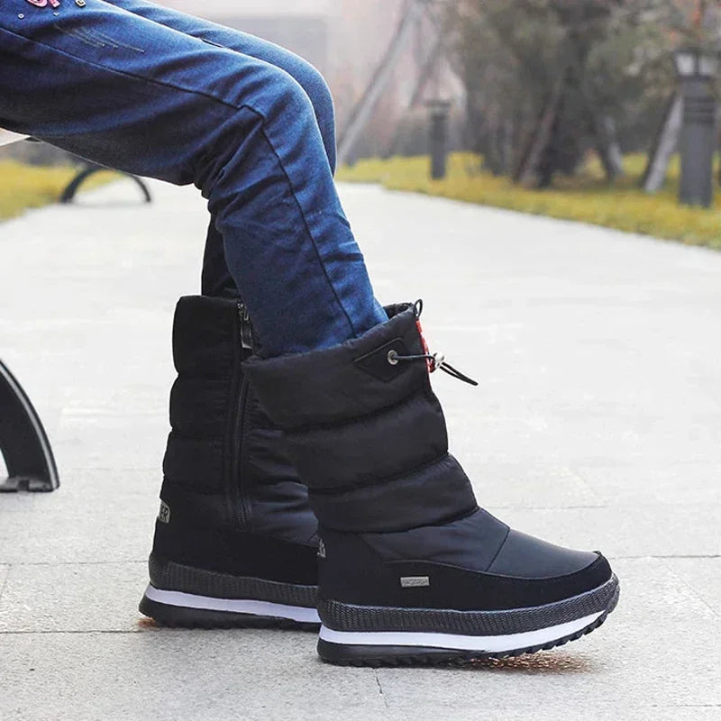 Platform Snow Boots Female Plus Size 42 White Women Boots Winter Shoes Warm Plush Mid-calf Boots Waterproof Rubber Non-slip