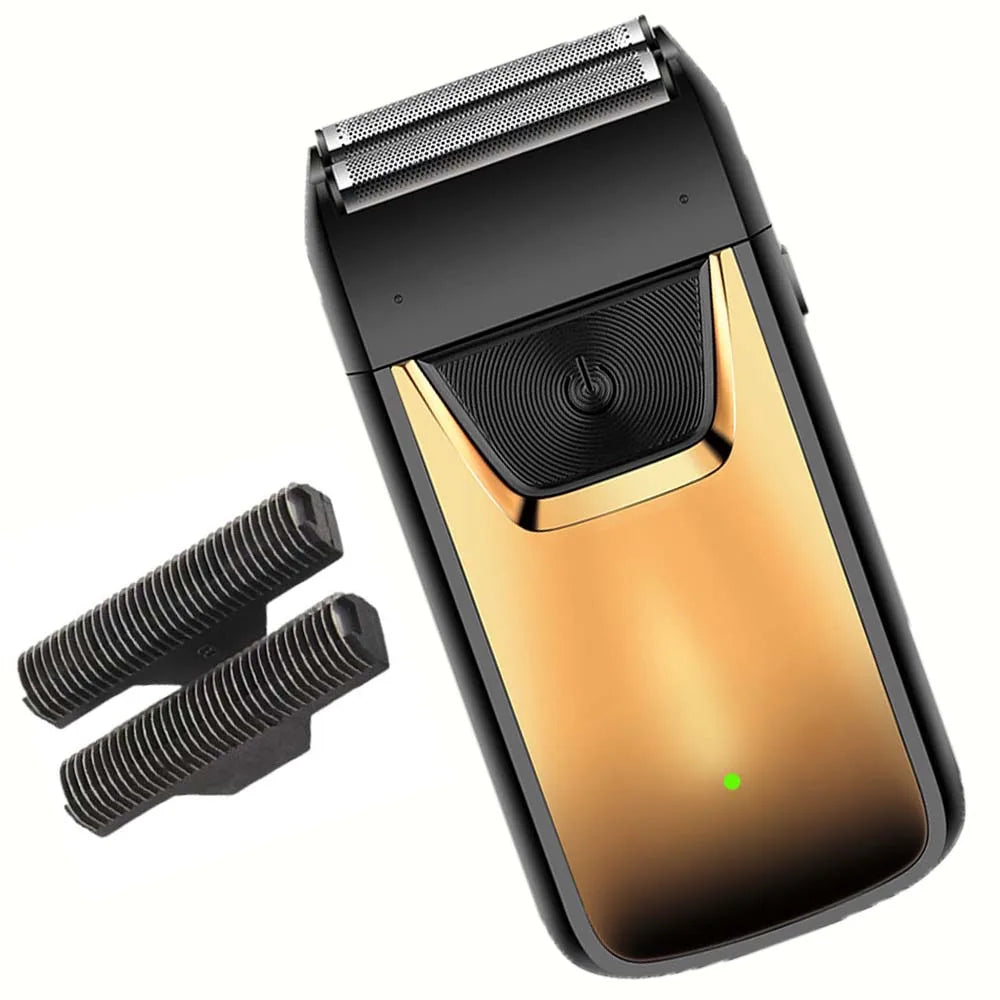 Professional Reciprocating Electric Shaver for Men, USB Rechargeable Foil Razor for Bald Head & Beard Trimming, Waterproof Grooming Tool with Dual Blades Father's Day Gift