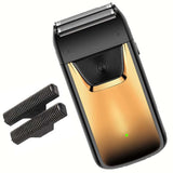 Professional Reciprocating Electric Shaver for Men, USB Rechargeable Foil Razor for Bald Head & Beard Trimming, Waterproof Grooming Tool with Dual Blades Father's Day Gift