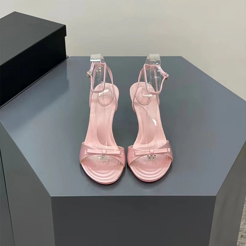 Women's Sandals Simple Big Size Women's Shoes Pink Kawaii Lori Shoes Super High with Fine Heel Women's Shoes Round Head 9cm