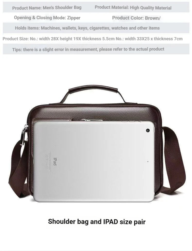 Men's Retro Messenger Bag with Waterproof Design, Large Capacity Laptop Briefcase for Office Work, Travel and School