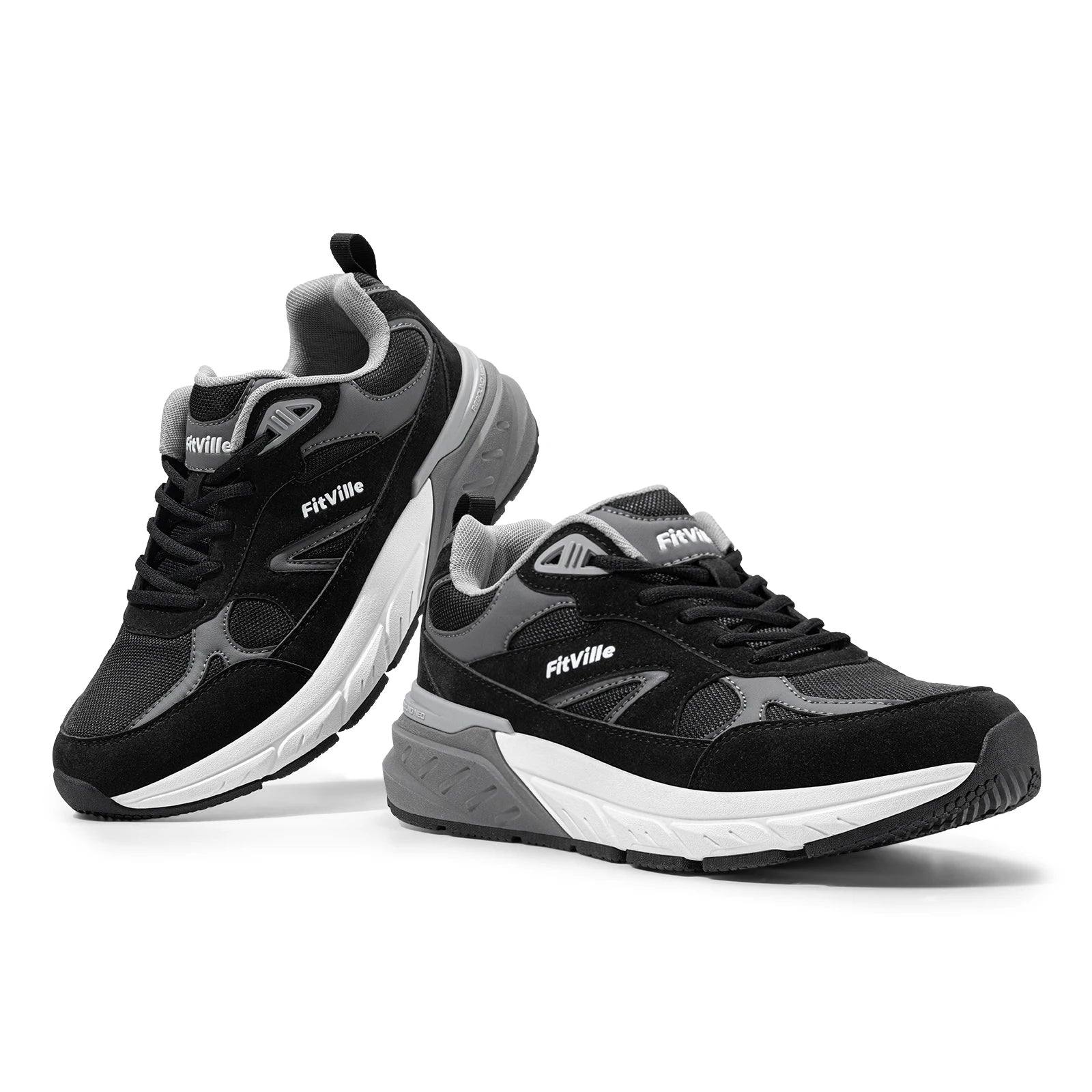FitVille Newest Walking Shoes for Men Wide Width Sneakers with Arch Support for Flat Feet Heel Pain Relief Plantar Fasciitis