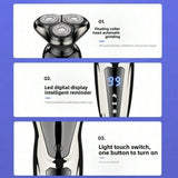 Men's 3 In 1 Electric Shaver Portable Travel Grooming Tool 1 Unit Birthday Gift Whole Body Washable 3D Floating Head Multi-function Beard Nose Hair Trimme Rechargeable Floating Blade Beard Nose Hair Trimmer Father's Day