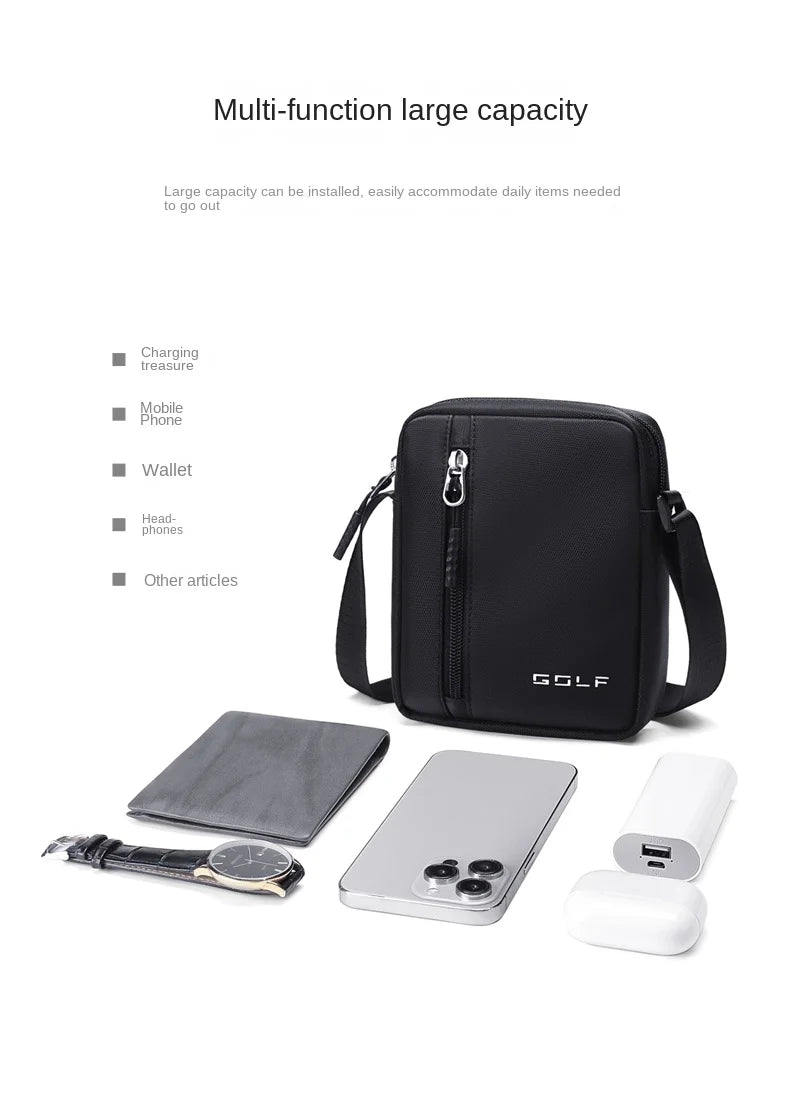 GOLF Mini Shoulder Bag Man Crossbody for Men Black Cross Bag Casual Slim Oxford Small Cell Phone Sling Messeng Bag Lightweight