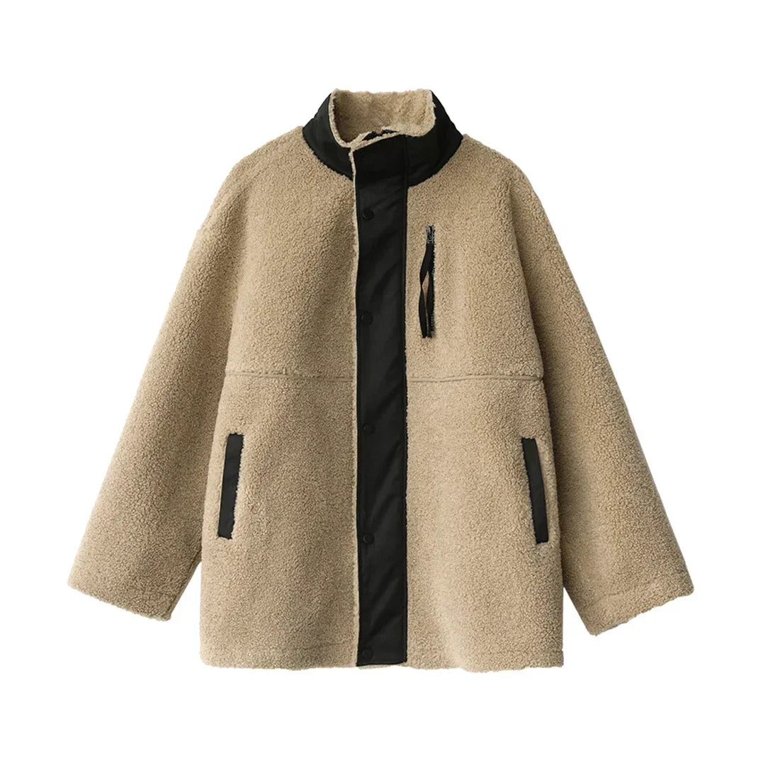 CHIC VEN Women Jacket Coat Thicken Warm Casual Lamb Faux Fur Woman Overcoat Loose Outerwear Female Tops Lady Autumn Winter 2025