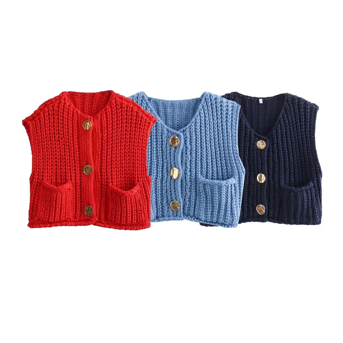 Korean fashion crop sweater women vest solid loose casual sweaters cable knit sweater vests for woman luxury designer tops