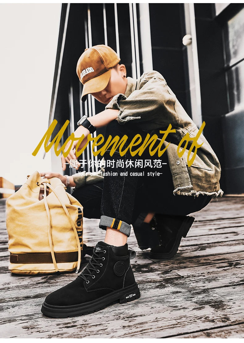 Ankle Boots Men Retro Work Shoes Autumn Winter Thick Bottom High Top Outdoor Boots Leather Waterproof High Quality Chelsea Boots