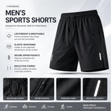 One Size Men Polyester Quick Dry Athletic Shorts Elastic Drawstring Zipper Pockets Jogging Workout Running Sport Shorts