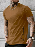 Men's 100 cotton summer loose Contrast Color Alphabet los Angelest print slim fit casual sports round neck short sleeved T-shirt
