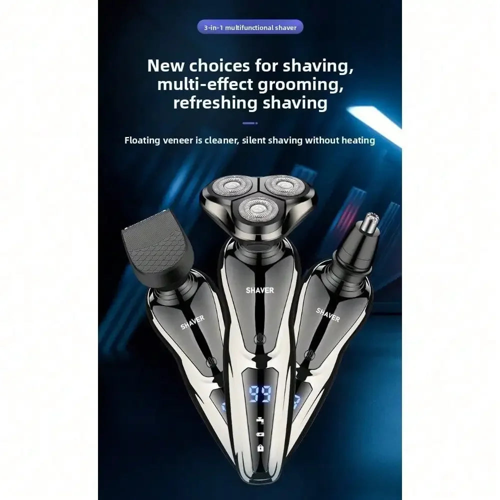 Men's 3 In 1 Electric Shaver Portable Travel Grooming Tool 1 Unit Birthday Gift Whole Body Washable 3D Floating Head Multi-function Beard Nose Hair Trimme Rechargeable Floating Blade Beard Nose Hair Trimmer Father's Day