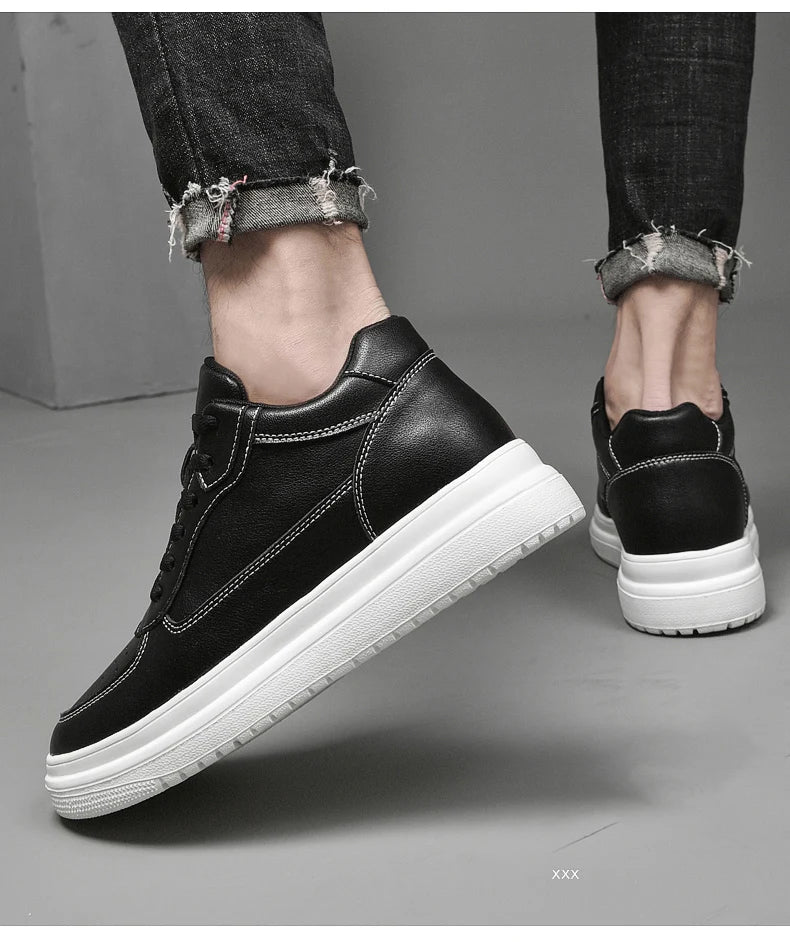 High Quality Men Sneakers Elevator Shoes for Men Fashion Casual Shoes Comfortable Leather Sports Shoes Height Increase 6/8/10cm